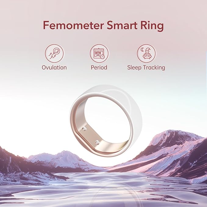 femometer Ring for Fertility and Ovulation Tracking - Size First Sizing Kit - App Auto-Sync - Period & BBT Tracker - Sleep Analysis for Women - Rechargeable & Waterproof Size9