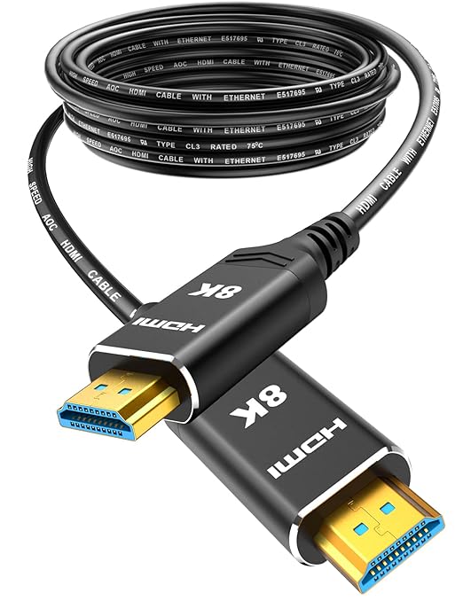 Highwings 8K 4K 120HZ 75 FT HDMI Cable Fiber Optic, Unidirectional in-Wall CL3 Rated Long HDMI 48Gbps High Speed [8K@60Hz] Dynamic HDR/eARC/HDCP 2.2&2.3/3D, Compatible for Desktop GPUs 30&40 Series