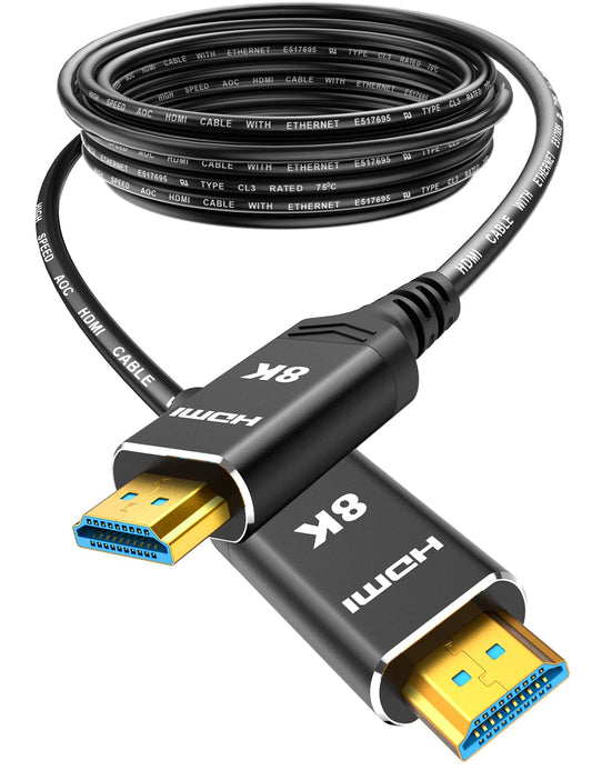 Highwings 8K 4K 120HZ 100FT HDMI Cable Fiber Optic, Unidirectional in-Wall CL3 Rated Long HDMI 48Gbps High Speed [8K@60Hz] Dynamic HDR/eARC/HDCP 2.2&2.3/3D, Compatible for Desktop GPUs 30&40 Series