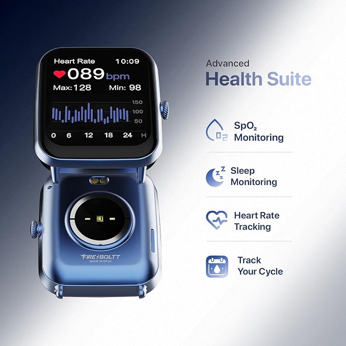 Fire-Boltt Ninja Call Pro Plus 46.48mm (1.83 inch) Smart Watch with Bluetooth Calling, AI Voice Assistance, 100 Sports Modes IP67 Rating, 240 * 280 Pixel High Resolution (Navy Blue)