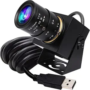 ELP Global Shutter USB Camera Manual Zoom Webcam 5mp 50fps High Speed PC Camera 2.8-12mm Variable Focus CS Mount Web Cam1440P 60fps Lightburn Cameras UVC USB2.0 Varifocal Telephoto Webcamera(4X Zoom)