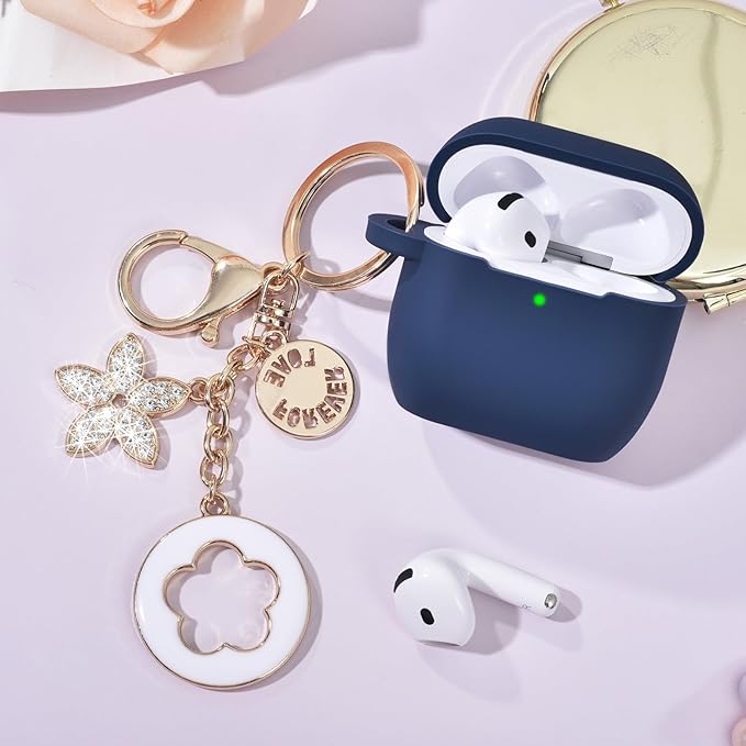Case Compatible With Apple Airpods 4 - VISOOM Airpods 4 Cases 2024 Cover Women Anti-Drop Silicone iPods 4 Earbuds Wireless Accessorie Charging Cases Girl Bling Keychain for Airpod Ipods 4th Generation