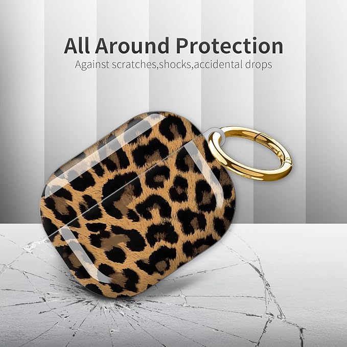Compatible with AirPod Pro 3rd Generation Case 2025,Fashion Protective Cover with Keychain, Anti-Scratch, Drop Protection,Shockproof Cover for AirPod Pro 3 Women(Leopard Black)