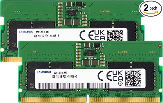 Samsung 16GB (2x8GB) DDR5 5600MHz PC5-44800 CL46 SODIMM 1Rx16 Single Rank 1.1V 262-Pin Laptop, Notebook RAM Memory