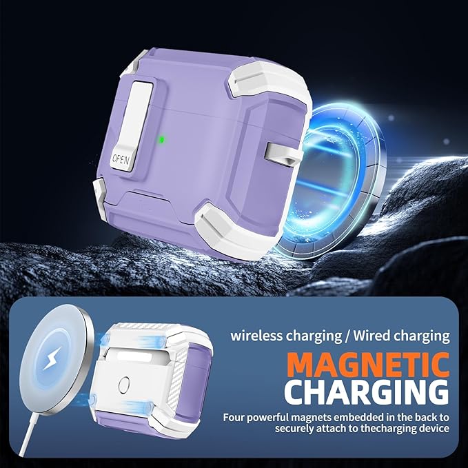 Inesore Compatible with AirPods Pro 2nd/1st Generation Case Cover with Phone Stand & Cleaning Kit,Compatible with Magsafe,Magnetic Automatic Lock for iPod Pro Charging Case(USB-C/Lightning Cable)