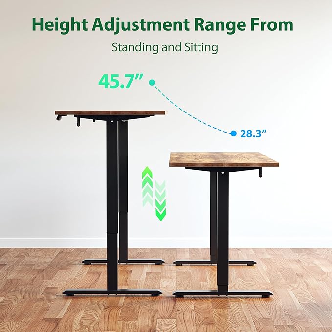 Agilestic Electric Standing Desk, Large 63 x 24 Inches Height Adjustable Desk, Sit Stand up Desk for Work Office Home, Splice Board, Rustic Brown