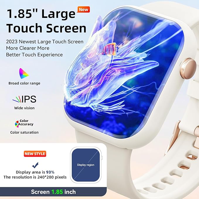 Hwagol Smart Watch (Answer/Make Call) 1.85inch Fitness Tracker, DIY Dials/Pedometer/Calories/Multiple Sport Modes/Voice Assistant, Smart Watches for Men Women Android iOS Phones