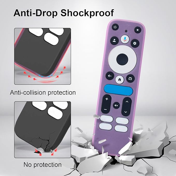 Luminous Purple Remote Case Fit for 2025 Onn Google TV Box 4K pro Remote Lightweight Anti-Slip Skin-Friendly Silicone Skin Sleeve