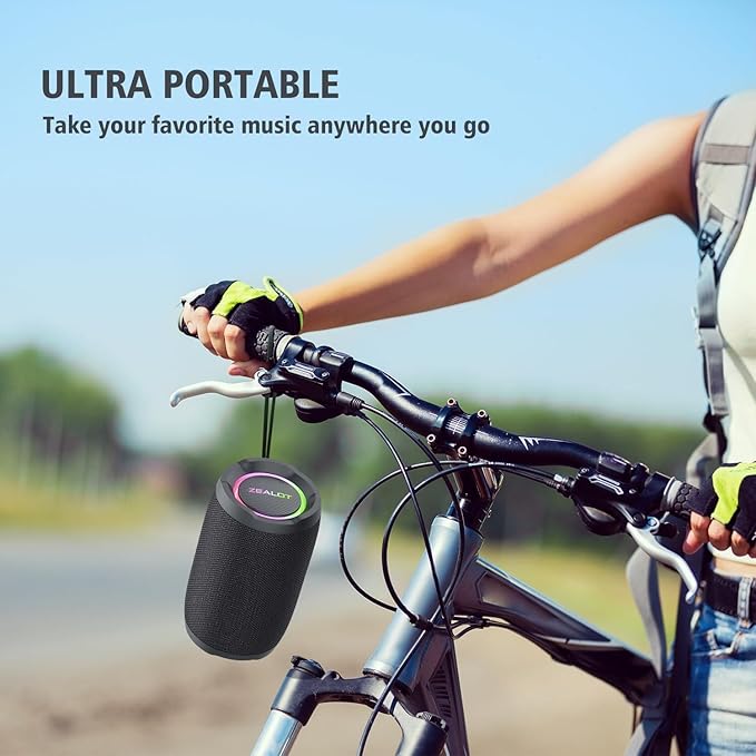 ZEALOT Portable Speaker 20W, Bluetooth Speaker Waterproof, Bocinas Bluetooth, IPX6 Waterproof, Wireless Pair, Clear Stereo Audio/BT5.2/ RGB Light/USB/TF, for Home/Outdoor/Beach
