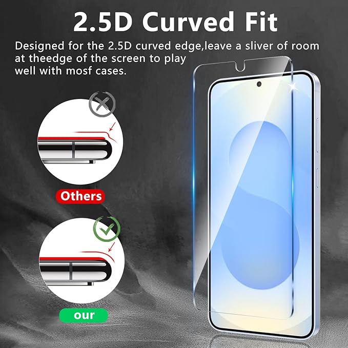 3 Pack Screen Protector Designed for Galaxy S25 with 3 Pack Tempered Glass Camera Lens Protector,Ultra HD Clear,9H Hardness,Easy Install - Case Friendly,Scratch Resistant