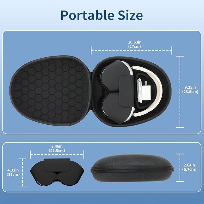 Maxjoy for AirPods Max Case [Shockproof & Dustproof] - Premium PU Leather & EVA Hybrid Hard Protective Cover, Travel Carrying Case with Storage for Apple AirPods Max Headphones (Black Elliptical)