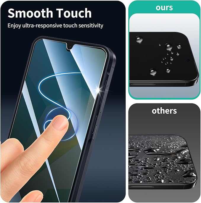 Privacy Screen Protector for Samsung A16/A26/A17, Anti-Spy Tempered Glass, Double Shatterproof 9H Hardness, Private Black Dark Protection, Anti-Scratch Impact Resistant Case-Friendly - 3 Pack