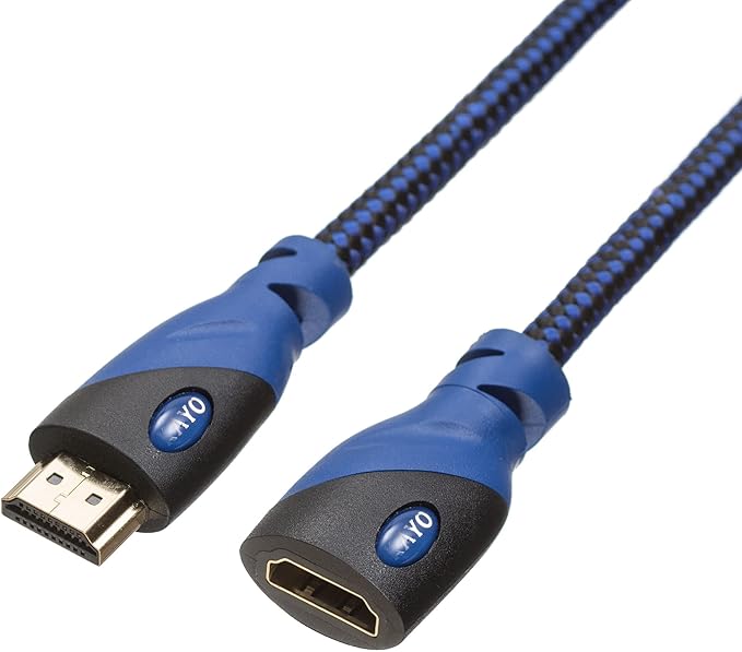 HDMI Extender -Male to Female, Extension Cable - KAYO High-Speed HDMI Cable (2.0b) Supports: Ethernet, Audio Return, 4K, 3D, HD, 2160p, 18gbs, (Latest Version) HDCP 2.2 Compliant [2 Pack] (1.5FT -2PK)