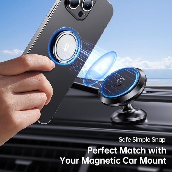 Syncwire Cell Phone Ring Holder Stand, 360 Degree Rotation Finger Ring Kickstand Polished Metal Phone Grip for Magnetic Car Mount