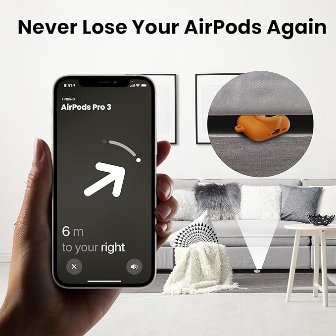 2 in 1 Silicone Case Compatible with AirPods Pro 3 and AirTag 2/1, Shockproof Protective Case Cover for AirPods Pro 3rd Generation 2025 with Cleaner Kit & Carabiner (Orange)