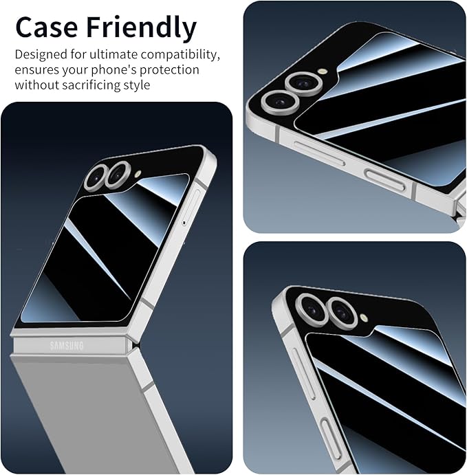 Privacy Screen Protector for Samsung Galaxy Z Flip7 FE / 6/5, Anti-Spy Tempered Glass, 9H Hardness Anti-Scratch Double Shatterproof, Impact Resistant Private Protection - 3 Pack