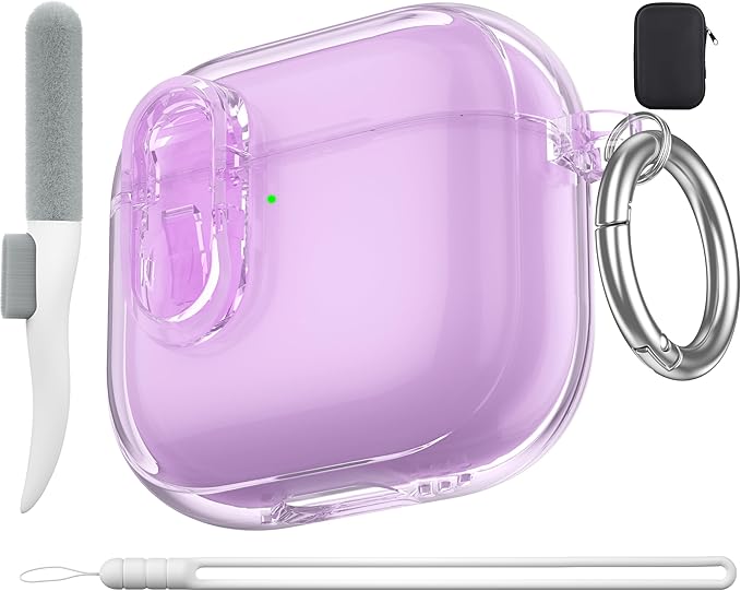 Valkit Compatible AirPods 4 Case Cover, Soft TPU Airpods 4th Generation Case with Cleaner Kit, Shockproof Protective Cases with Keychain for Apple AirPod 4 Gen Cases for Women Men(Clear Purple)