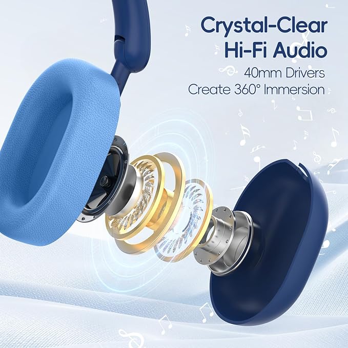 LOBKIN Kids Headphones Bluetooth 6.0,Over Ear Kids Headphones Wireless with Mic 55H Playtime AUX Cord 85dB Safe Volume Limited Foldable Design for Boys Girls Travel/School/iPad
