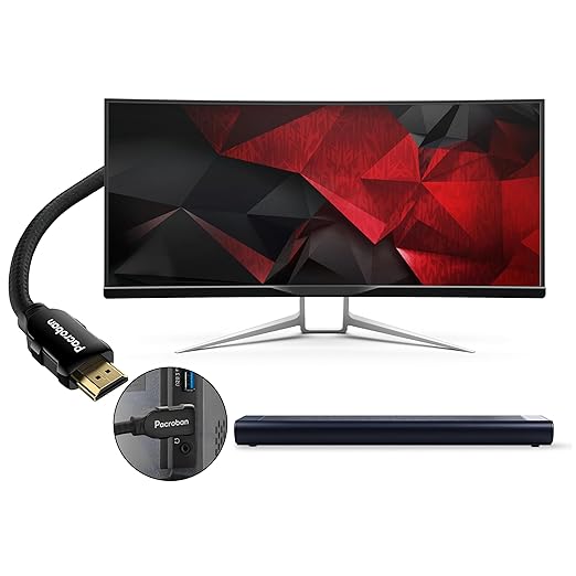 Pacroban 6ft eARC/ARC HDMI 2.1 Cable – TV to Soundbar (HDMI Port Required on Both Devices) 48Gbps Ultra High Speed, 4K 120Hz / 8K 60Hz, Braided