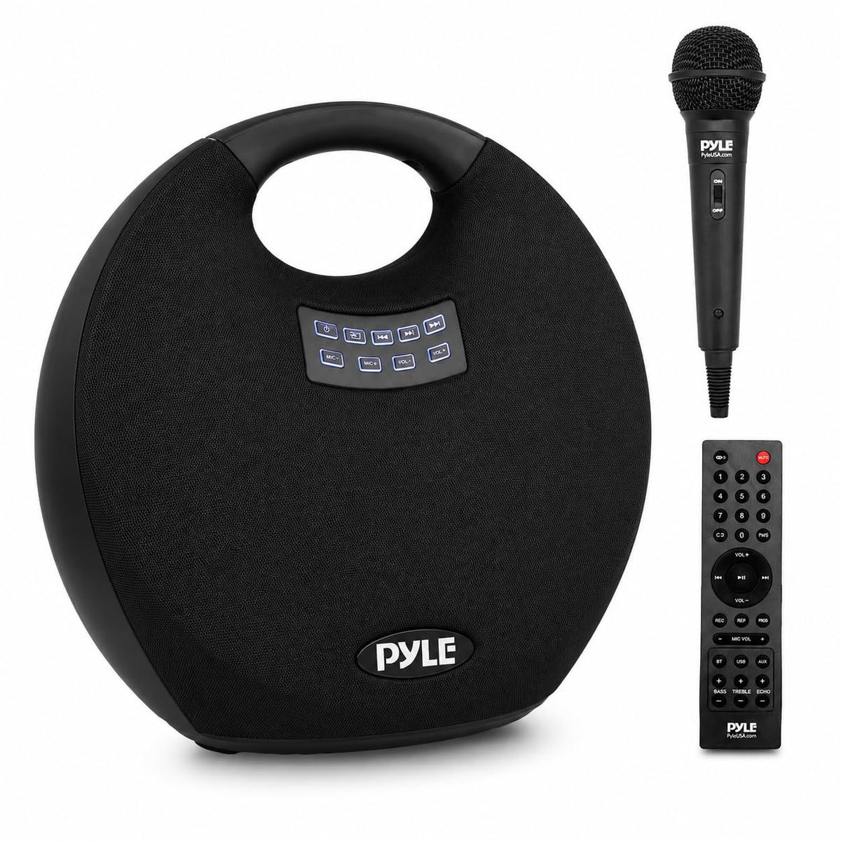 PYLEUSA Wireless Portable Bluetooth Speaker with Built in Rechargeable Battery, Wireless Microphone, Clear Surround Sound, Mini IPX4 Waterproof Speaker for Indoor and Outdoor Activities