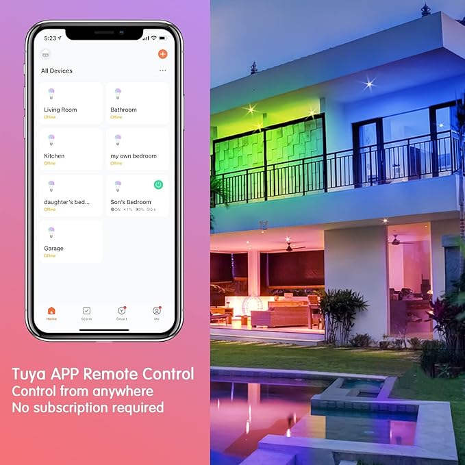 DAYBETTER Smart Light Bulbs, RGBCW WiFi Color Changing Led Bulb, Smart Bulb That Compatible with Alexa & Google Assistant, A19 E26 9W 800LM Multicolor Led Ceiling Fan Light, 20 Pack
