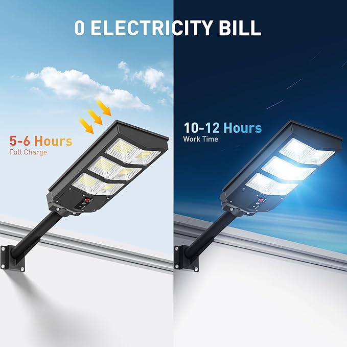 Solar Lights Outdoor - Solar Street Light Motion Sensor, Wide Angle 6500K Solar Lights Outdoor Waterproof, Outdoor Light Dusk to Dawn with Remote Control (4Pack)