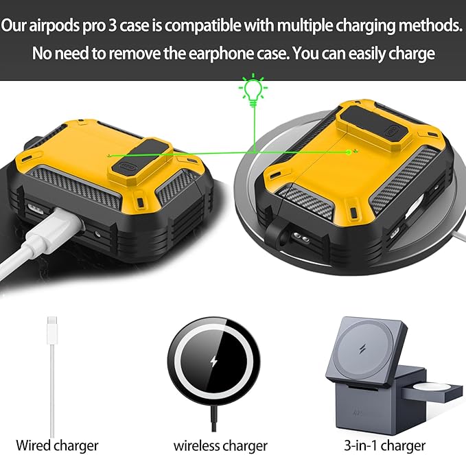 for AirPods Pro 2 Case for AirPods Pro2rd Gen | Full Drop Protection with Carabiner Keychain | Cute AirPods Pro 2st/1nd Generation Case for Men Women