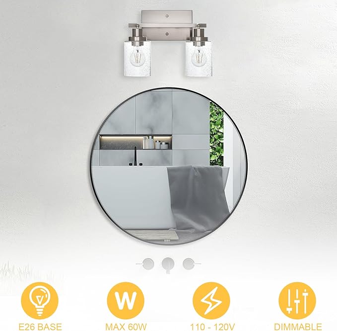2-Light Brushed Nickel Kitchen Track Lighting Fixtures Ceiling Mount Track Lighting Kit with Bubble Seeded Glass Shade Modern Bathroom Tracking Vanity Lights Ceiling Tracking Accent Shop Light