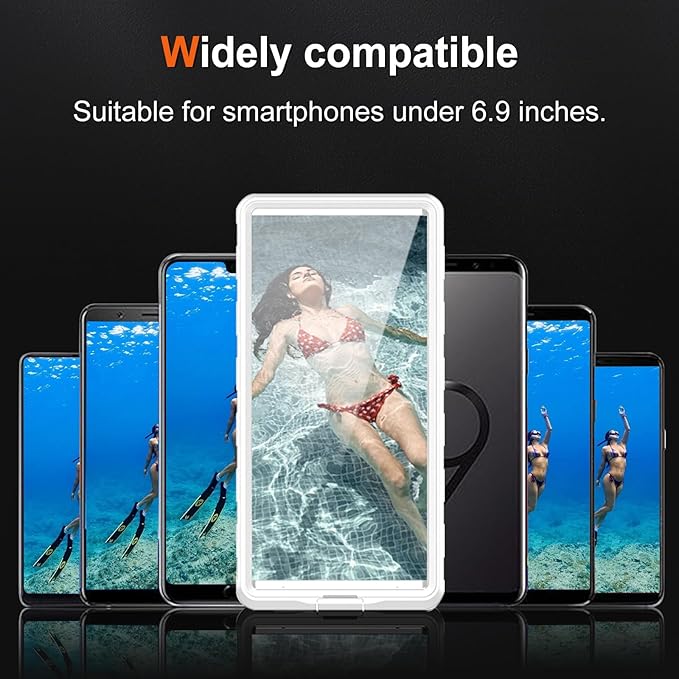 Waterproof Phone Case for Samsung Galaxy A53/ A54/ A55/ A56 [Underwater Touchscreen] with Lanyard, IPX8 Professional Waterproof Diving Case Cover for iPhone/Samsung/Google/Moto -Universal Black