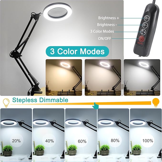 Helping Hands Soldering Station, 10X Magnifying Glass with Light and Stand with 4 Magnetic Third Hand & 4 PCB Circuit Board Holders, Hands Free Magnifier Desk Lamp for Soldering Repairing