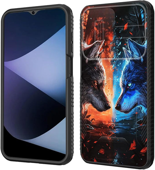 for Galaxy A17 5G Case Built in Slide Camera Lens Cover,Heavy Duty Shockproof Protection Dual Layer Case for Samsung Galaxy A17 5G 6.7" 2025,Cool Wolf