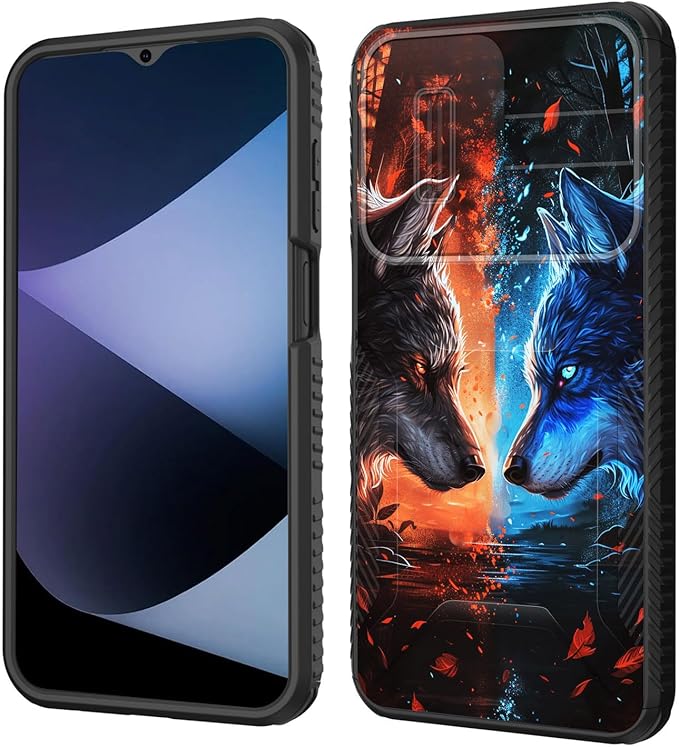 for Galaxy A26 5G Case Built in Slide Camera Lens Cover,Heavy Duty Shockproof Protection Dual Layer Case for Samsung Galaxy A26 5G 6.7" 2025,Cool Wolf