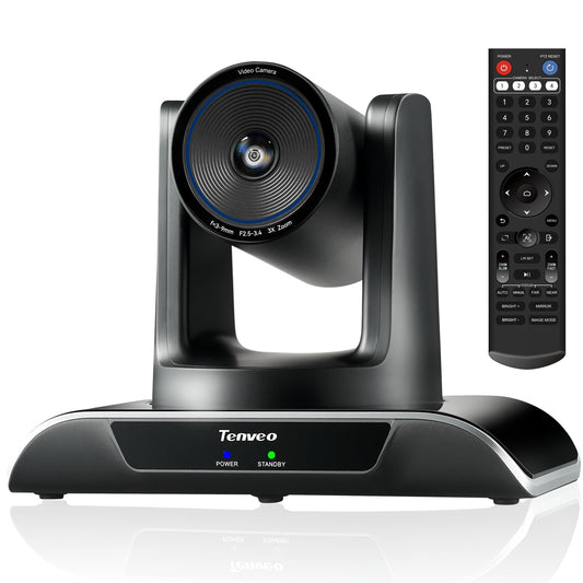 Tenveo AI Auto-Tracking PTZ Camera 3X Optical + 4X Digital Zoom, USB3.0/HDMI/RS232, 93° Wide-Angle for Video Conferencing, Business Meetings, Live Streaming, Church, Worship, Zoom, Teams, OBS