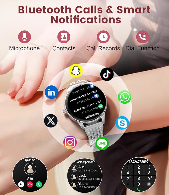 Smart Watch for Women (Answer/Make Calls),1.32" AMOLED Display Fitness Tracker with 121 Sports Modes,Heart Rate & Sleep Monitor, IP68 Waterproof Activity Pedometer Watch for Android iOS