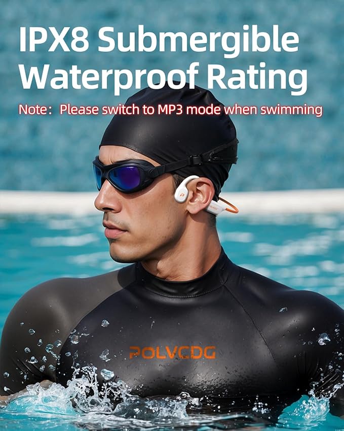 Swimming Headphones,IPX8 Waterproof Bone Conduction Headphones,32GB Memory Open Ear Headphones with Mic,Wireless Bluetooth Earphones Underwater Sport Earbuds for Running Workout Cycling