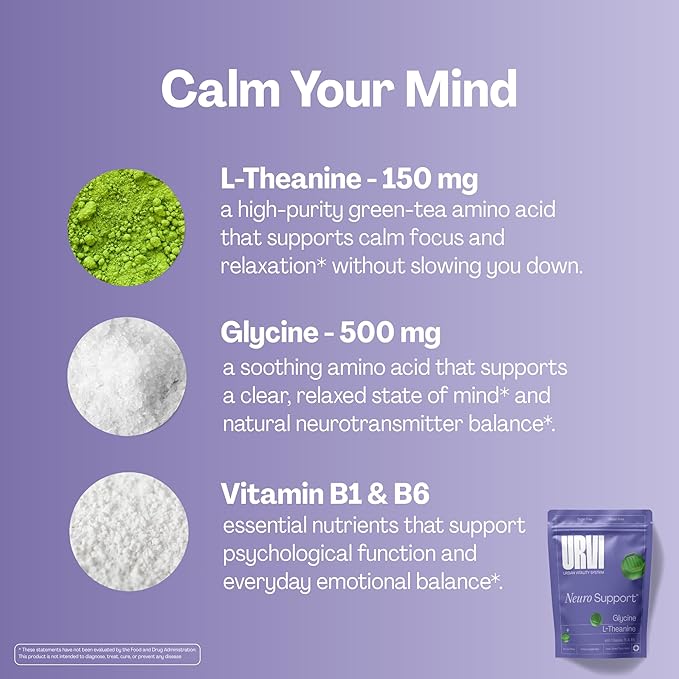 URVI® Wind Down Set: Neuro + Night Support Gummies – GABA, L-Theanine, Glycine, Valerian, Lavender, Vitamins B1 & B6 – Stress Relief & Sleep Aid - No Melatonin & Sugar-Free