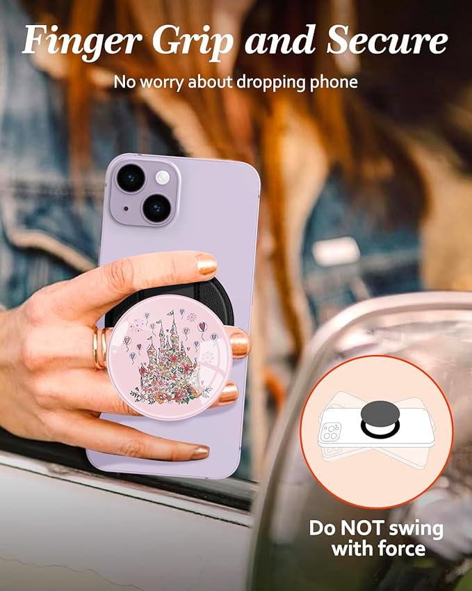 Kidcube Magnetic Phone Grip Compatible with Magsafe - Cell Phone Grip Stand Ring Holder Magnet Kickstand Removable Accessories for iPhone 16 Pro Max/16/15/14/13/12 Series Cute Kawaii Girly Cartoon
