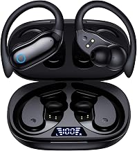 GNMN Active Noise Cancelling Ear Buds Wireless Earbuds 96hrs Playback Bluetooth Headphones Dual Battery Display Stereo Bass Earphones with Earhooks Microphone IPX7 Waterproof for Sports/Runing/Workout - Image 1