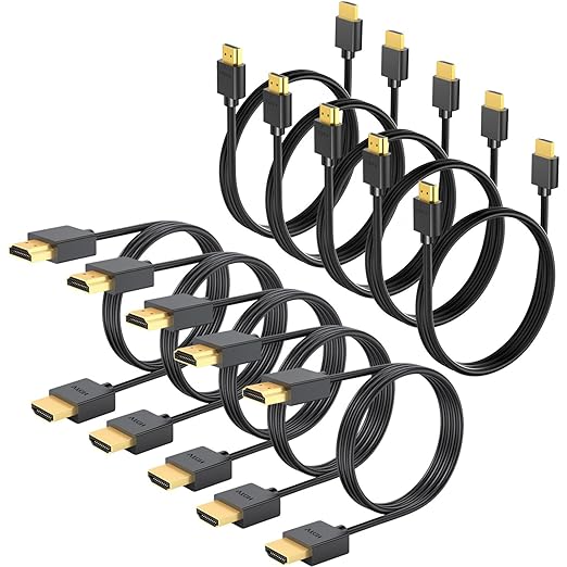HDMI Cable 6FT 10-Pack, 4K HDMI to HDMI Cable 6FT Multi-pack,Shielded HDMI 2.0 Cord 6 FT with 4K@60Hz,2k@165/144Hz,HDCP 2.2, HDR, ARC & CL3 Rated | for Laptop, Monitor, TV PS5, PS4, Xbox, Soundbar