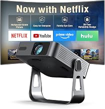 【Officially Netflix & YouTube Built in】Smart Mini Projector with WiFi and Bluetooth, VOPLLS Native 1080P Auto Focus & Keystone Ultra-Thin Portable Movie Projector with 360° Stand for Bedroom/Outdoor - Image 1