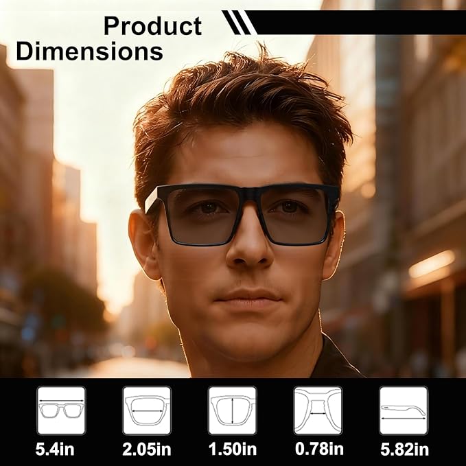AI Smart Wireless Bluetooth Translation Glasses for Men/Women with Speakers/Bluetooth&140+ Languages Translation Sports/Travel/Drive/Busniess (C2+AI+Color Change Lenses+Black)