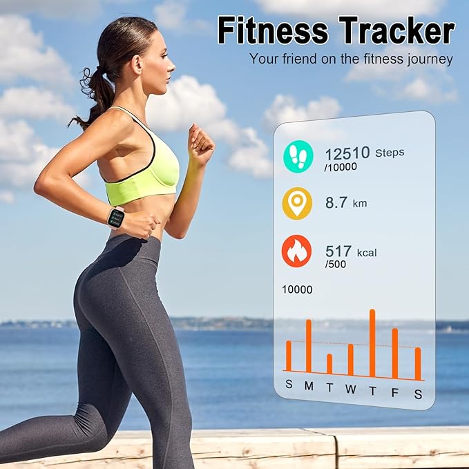 Smart Watch, 1.95" Smartwatch for Men Women(Answer/Make Call), Fitness Watch with 110+ Sports Modes/Heart Rate/Pedometer/Sleep Monitor, IP68 Waterproof Fitness Activity Tracker for Android iOS, Pink