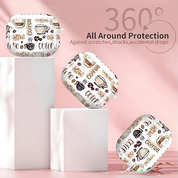 Compatible with AirPods Pro 3 Case 2025 for Women Girls – Cute Shockproof Protective Cover with Gold Round Buckle, Anti-Drop Soft Case for AirPod Pro 3rd Gen (Coffee Pattern)