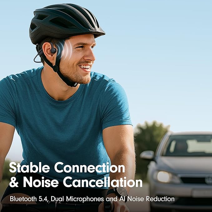 Bone Conduction Headphones, Open Ear Headphones Bluetooth 5.4 with Mic, Wireless Running Headphones 10H Playtime, Waterproof Sport Earbuds Suitable for Cycling, Outdoor Sports