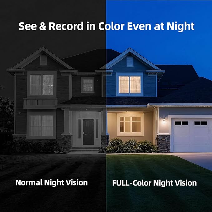 2.5K Wireless Home Security Cameras Outdoor WiFi, Non-Subscription AI Person Detection, 4MP Color Night Vision, Full Duplex 2-Way Audio, IP66 Waterproof Battery Powered, U.S. AWS Cloud