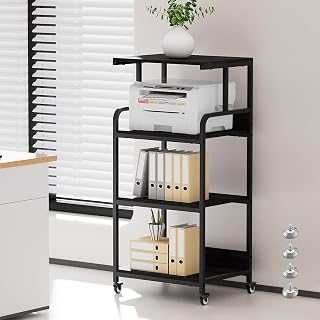4 Tier Printer Stand with Wheels, Tall Printer Table with Storage - Image 1