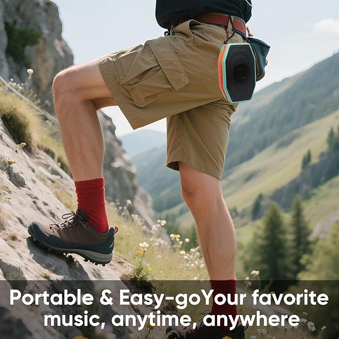 Bluetooth Speaker, Compact & Portable Speaker for Hiking, Support TF Card/USB, TWS Connection, HD Stereo Sound, Camping, and Beach (Green)