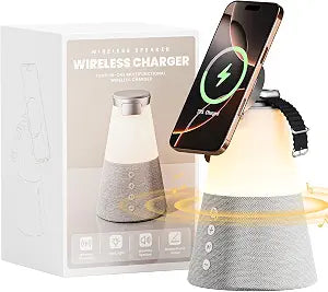4 in 1 Wireless Charger Bluetooth Speaker Night Light with Phone Stand