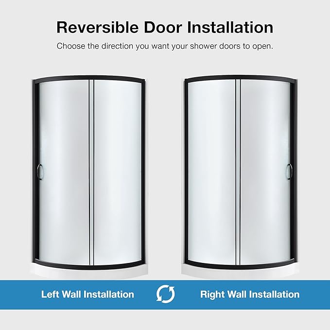 OVE Decors Breeze 34 in. Corner Shower Frosted Sliding Door with Base in Black
