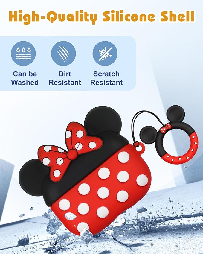 Boaretiu for AirPods Pro/Pro 2nd Generation Case - Cute Kawaii Red Bow with Keychain for AirPods Pro & Pro 2 Case Cover Funny 3D Soft Silicone Fun Cool for Girls Women Teens Boys